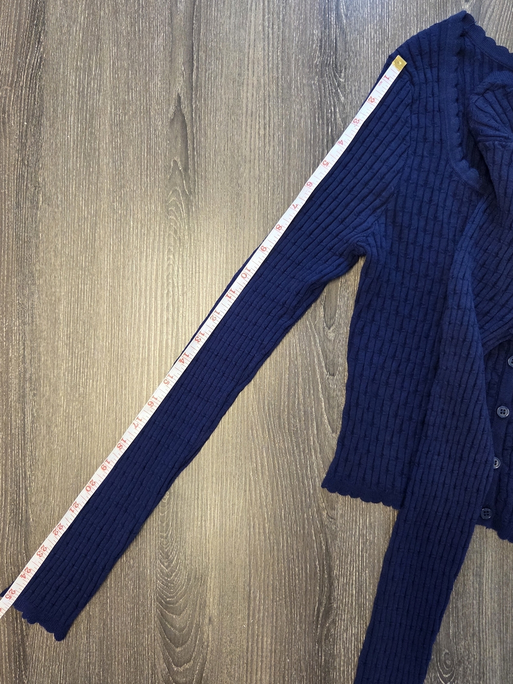 Navy Ribbed Button-Front Top - Picture 3 of 6